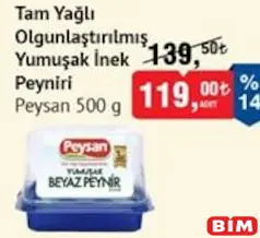 PEYSAN TAM YAĞLI OLGUNLAŞTIRILMIŞ YUMUŞAK İNEK PEYNİRİ 500 G PEYSAN TAM YAĞLI OLGUNLAŞTIRILMIŞ YUMUŞAK İNEK PEYNİRİ 500 G
